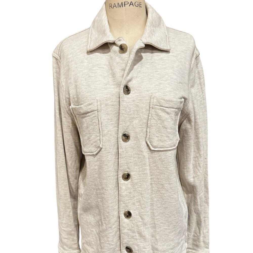 Slate & Stone Luxury Knit Shacket Shirt Jacket Beige Small